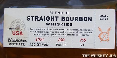 Coppercraft Blend of Straight Bourbon Whiskies Label