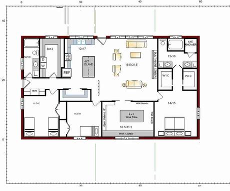 Barndominium Floor Plans - 1. 3 Bedrooms, 2 Bathrooms, 1 Working Room