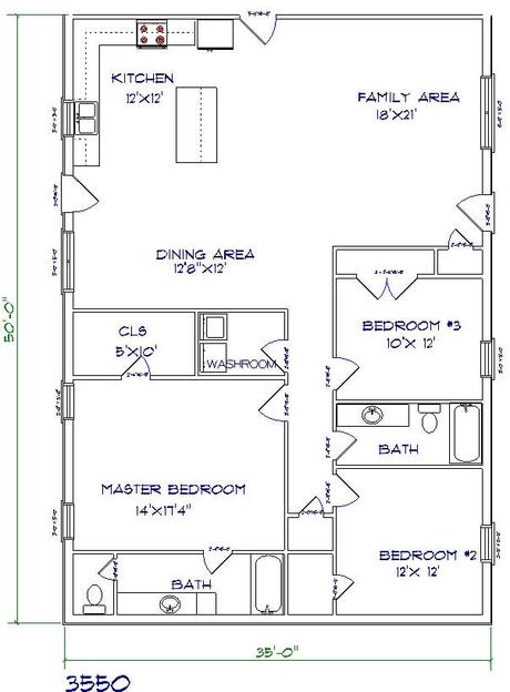 Barndominium Floor Plans - 3. Simple House with Open Kitchen Style