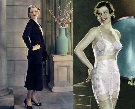 930s-Fashion---Fall-Trends-for-1931-suit-and-girdle 930s-Fashion---Fall-Trends-for-1931-suit-and-girdle