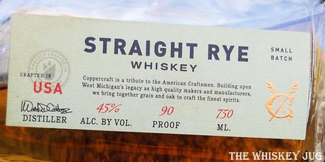 Coppercraft Rye Whiskey Label