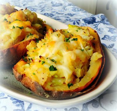 Twice Baked Potatoes with Leeks & Cheese