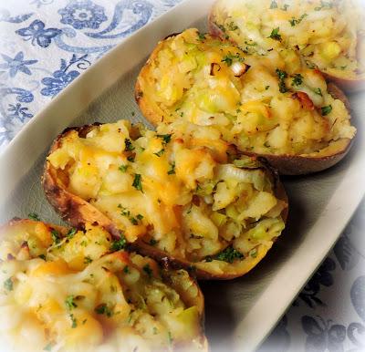 Twice Baked Potatoes with Leeks & Cheese