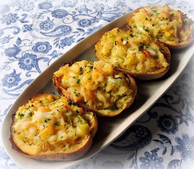 Twice Baked Potatoes with Leeks & Cheese