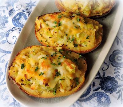 Twice Baked Potatoes with Leeks & Cheese