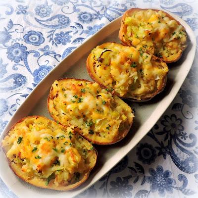 Twice Baked Potatoes with Leeks & Cheese