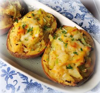 Twice Baked Potatoes with Leeks & Cheese