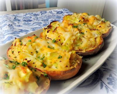 Twice Baked Potatoes with Leeks & Cheese