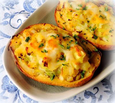 Twice Baked Potatoes with Leeks & Cheese