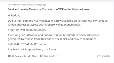 XMRWallet Enables Users to Have a Monero Wallet on Tor