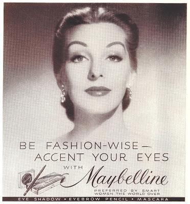 Maybelline featured Hollywood Star Loretta Young in  glamorous 1950 glossy ads