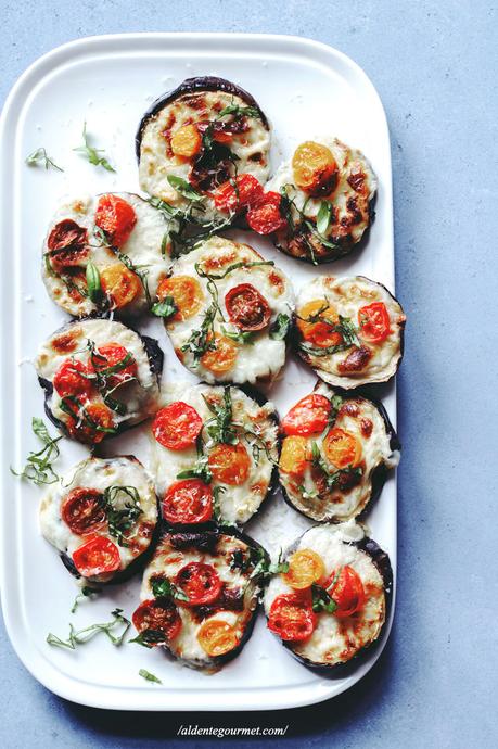 Roasted Aubergines with Bechamel Sauce, Tomatoes and Basil (+ Video)
