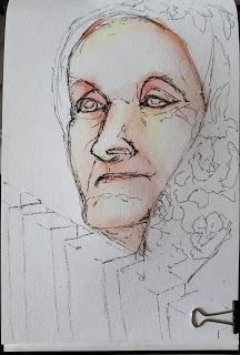 Step by Step - Triad portrait of an old lady