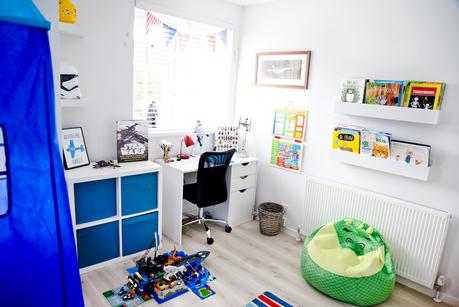 Finished Boys Bedroom Makeover: Ethans Blue, White And Red Big Boy Room