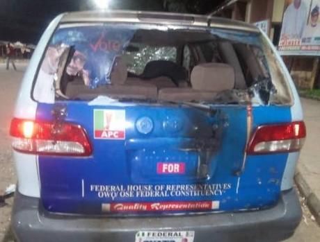 Hoodlums Set APC Campaign Vehicle Ablaze In Ondo