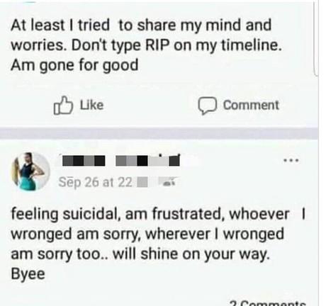 Kayole lady hangs herself from apartment balcony after posting suicide note on Facebook