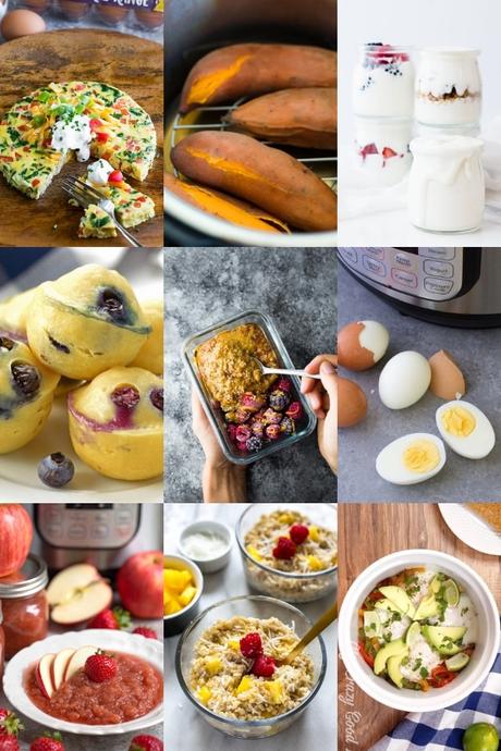 collage image of 36+ Healthy Instant Pot Recipes For Meal Prep- breakfasts