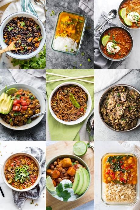 collage image of healthy Instant Pot Recipes for meal prep- vegetarian