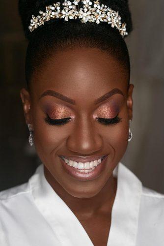 black bride makeup peach tones eyeshadows arrows natural lips joyadenuga