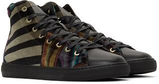 Sumptuously Fall:  Paul Smith Multicolor Velvet Sirius High-Top Sneakers