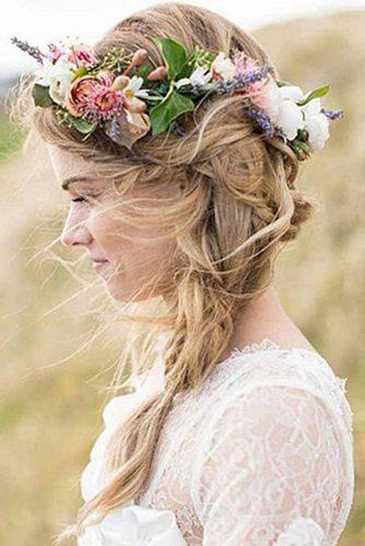 Wedding Hairstyles For Long Hair - Bridal Braids With Flower Crown