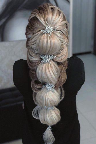wedding hairstyles for long hair blonde hair down hairstyle with pearls pins zahraasadi_style