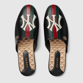 Take Me Out To The Ballgame (In Style):  Gucci Leather NY Yankees Slipper