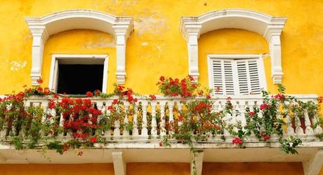 Colorful windows of Cartagena