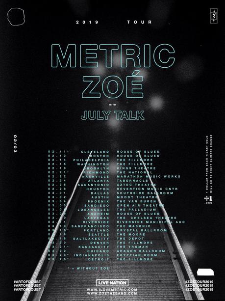 Metric Gets Set for 2019 US Tour with Zoé and July Talk