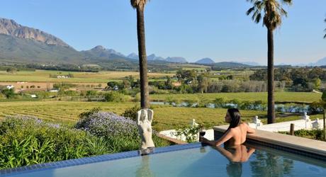 Enchanting Travels South Africa Tours Cape Winelands Hotels Val du Charron luxury infinity pool
