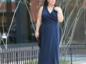 What Wore: Adrianna Papell Navy Maxi Dress