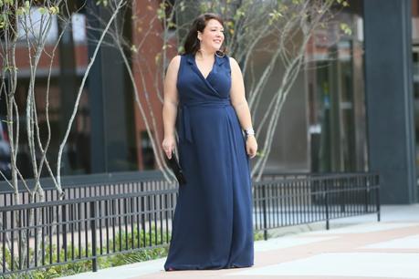 What I Wore: Adrianna Papell Navy Maxi Dress