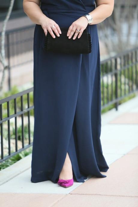 What I Wore: Adrianna Papell Navy Maxi Dress
