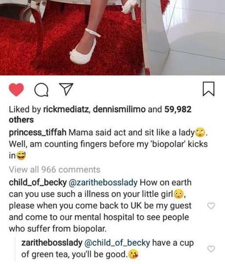 Zari gives fan a piece of her mind after calling her daughter bipolar