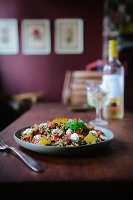 Peach Sorghum Salad with Crispy Prosciutto (Gluten Free)