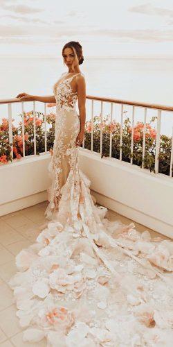  wedding dresses fall 2019 sheath with train 3d appliques pronovias