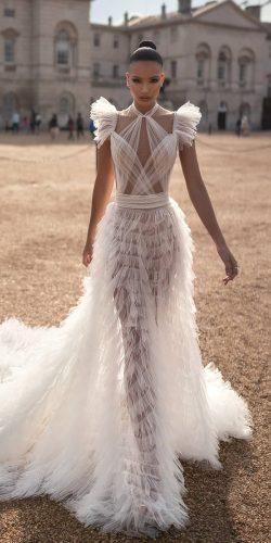 wedding dresses fall 2019 sexy ruffled skirt with cap sleeves lior charchy