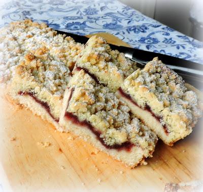 Cherry Crumble Tray Bake