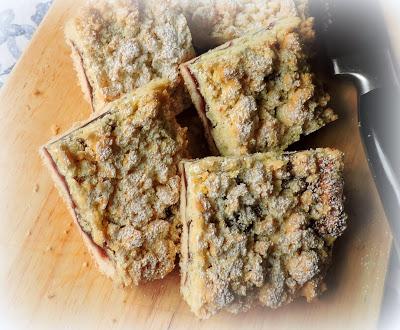 Cherry Crumble Tray Bake