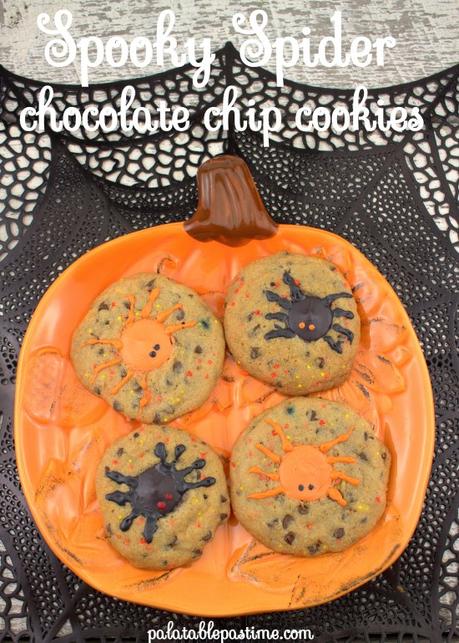 Spooky Spider Chocolate Chip Cookies #Choctoberfest #ad Spooky Spider Chocolate Chip Cookies #Choctoberfest #ad