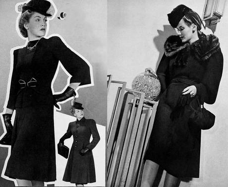 1940s-Fashion---Fall Dresses and coats in 1940 1940s-Fashion---Fall Dresses and coats in 1940