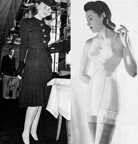 Fall-Dresses-in-1940-with bra and girdle 1940s-Fashion---Fall-Dresses-in-1940-with bra and girdle