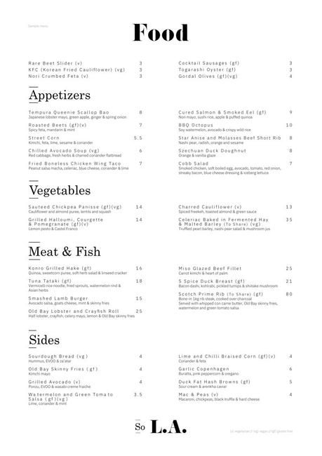 Menus for So L.A. Released