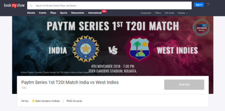 Tickets For 1st International T-20 Match Is Available In PayTm & Bookmy Show!