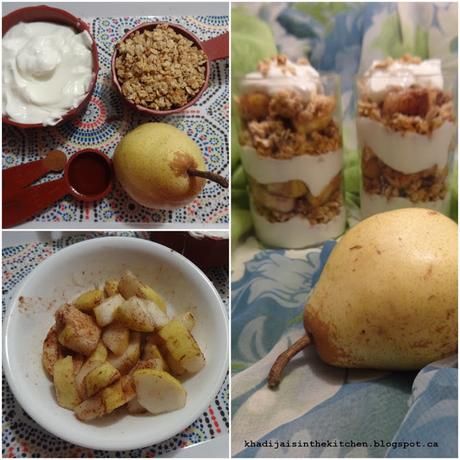 PARFAIT AU YAOURT GREC ET À LA POIRE / PEAR AND GREEK YOGURT PARFAIT / PARFAIT CON YOGUR GRIEGO Y PERA / بارفيه بالزيادي اليوناني و الاجاص