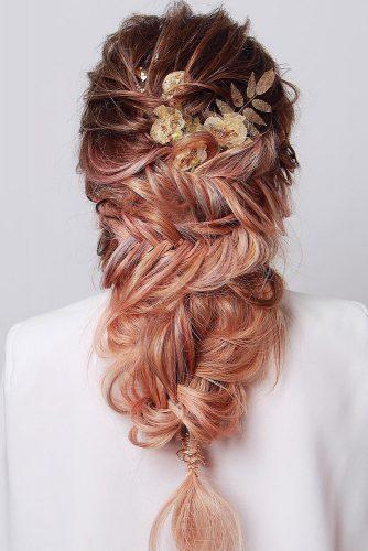 wedding hairstyles 2019 cascading hair down with braided texture and god flowers blushandmane