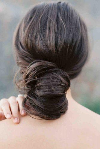 wedding hairstyles 2019 simple low bun on dark hair jenna mcelroy