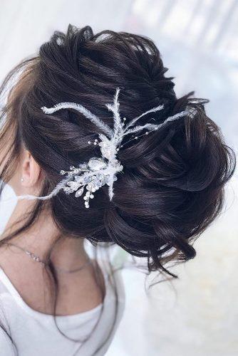 wedding hairstyles 2019 high textured updo on dark hair elegant elstilespb