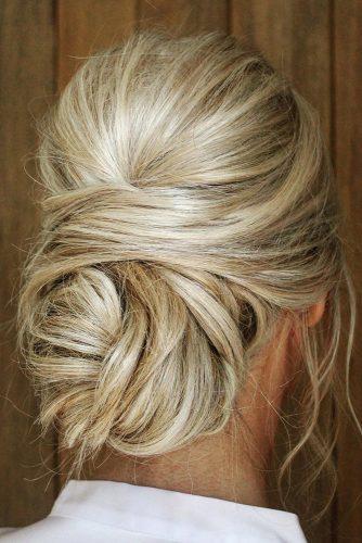 wedding hairstyles 2019 messy swept low chignon theupdogirl