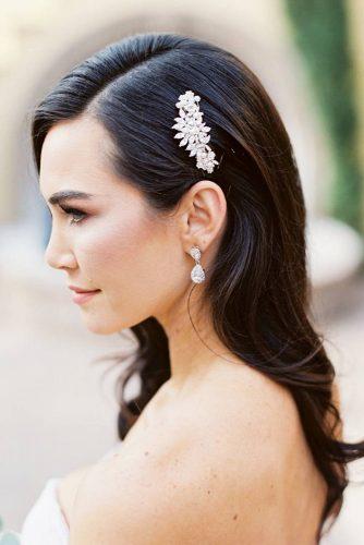 wedding hairstyles 2019 sleek medium dark hair wirg side accessorie joshua aull photography